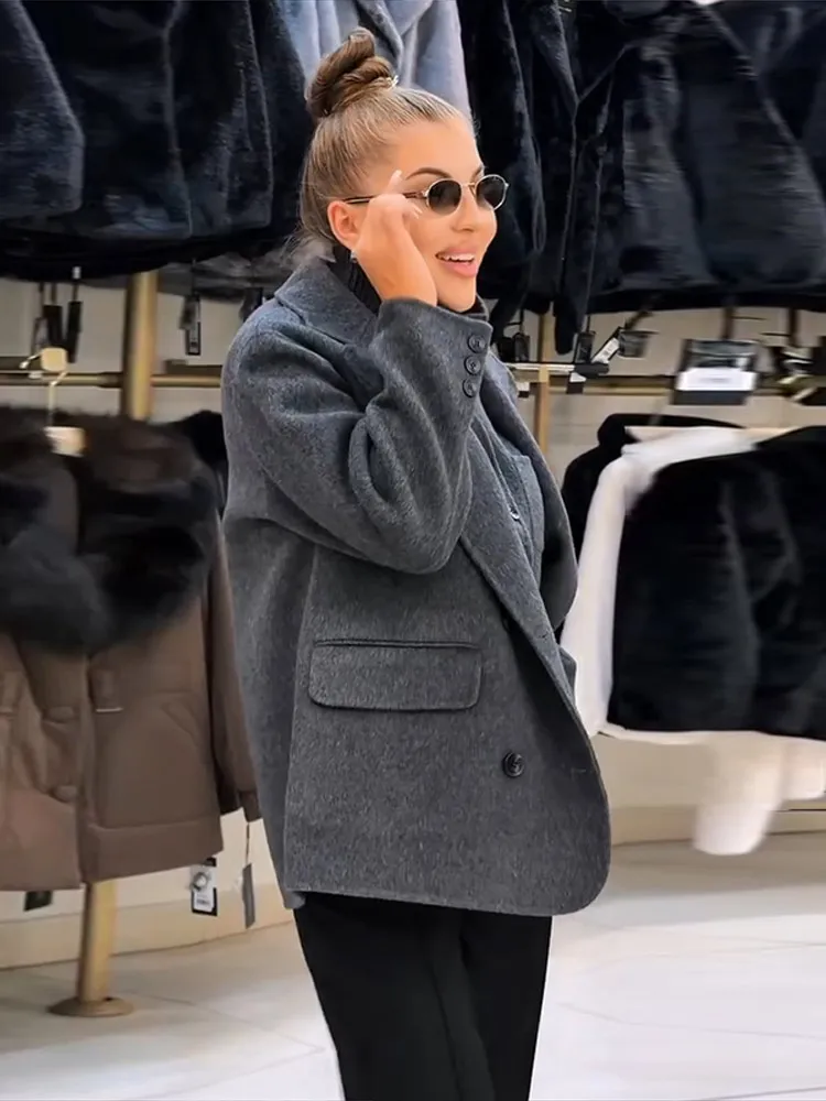 Soild Turn-down Collar Women's Suits Single Breasted Two-Piece Set Full Sleeve Tank High Street Fashion Casual Sets 2026 Winter