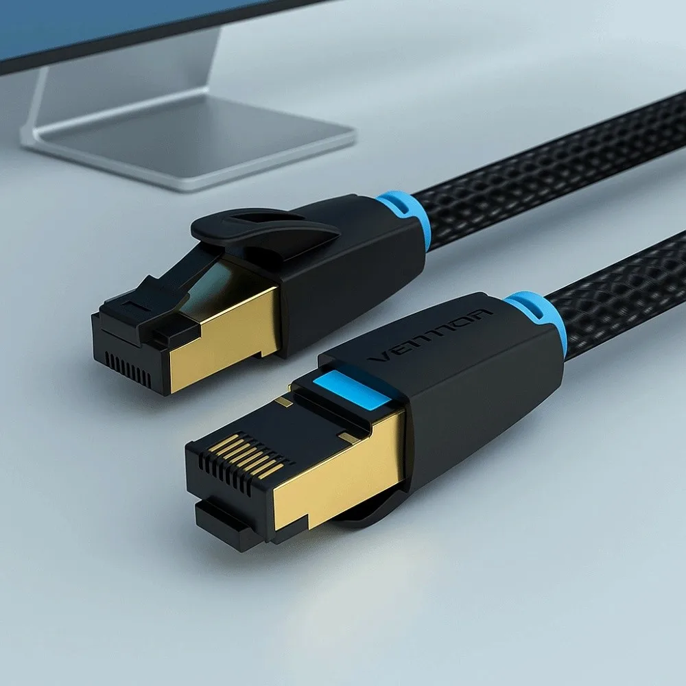Copper Wire Ethernet Extension Cord Durable 2000MHz CAT8 Ethernet Cable High Speed Double Shield Cat 8 Patch Cable Computer