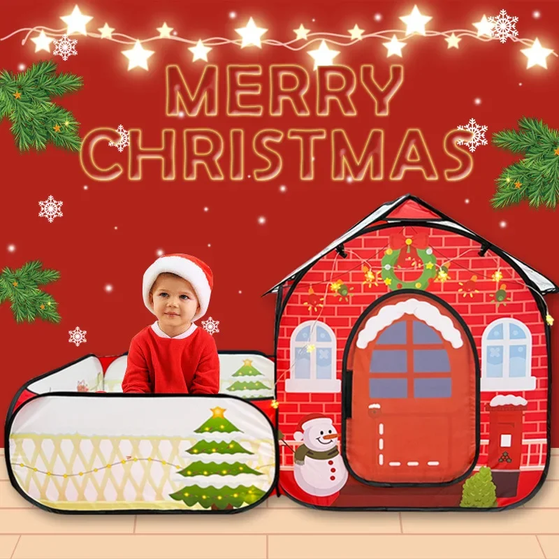 خيمة لعب عيد الميلاد مع حفر كروية للأطفال الصغار في الأماكن المغلقة والخارجية ألعاب مسرح للأولاد والبنات والأطفال خيمة لعب عالم الفضاء للأطفال #3