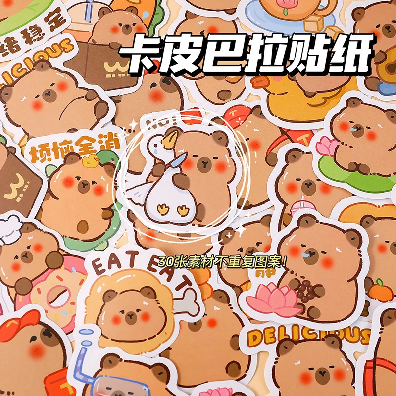 60Pcs Capybara Stickers Toy Cute Cartoon Waterproof Computer Mobile phone Backpack Bangalore Wraith Luggage Cosplay Sticker gift