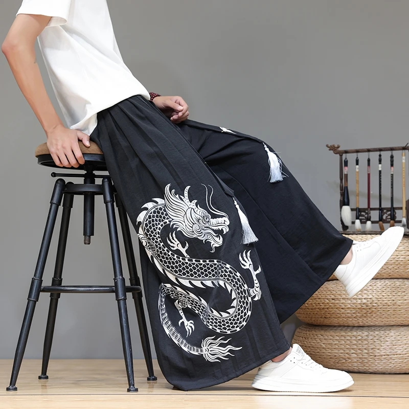 

Japanese Kimono Loose Traditional Pants Men Loose Wide Leg Pants Asian Bath Pant Menswear Japan Yukata Trousers