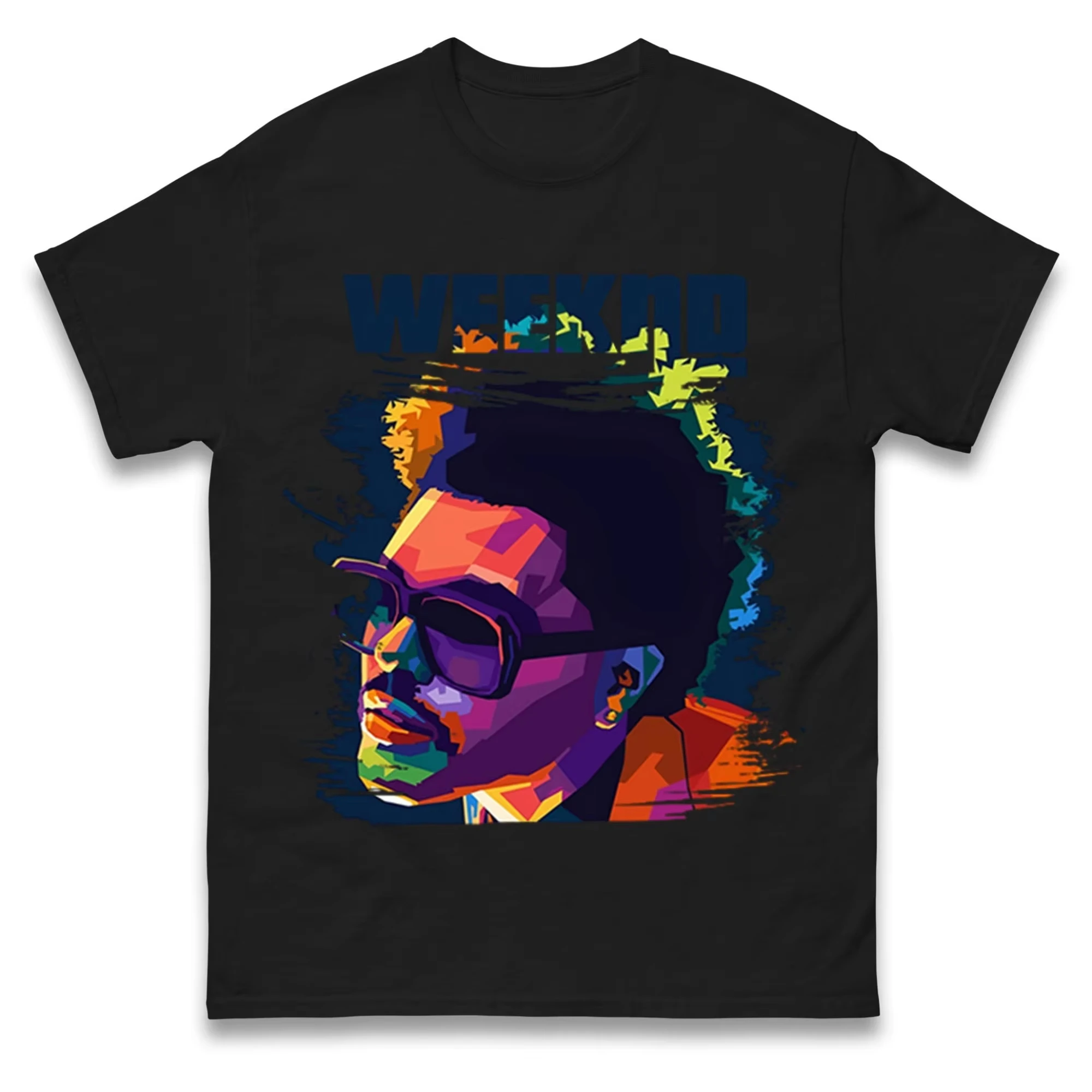 Unisex Vintage Casual Cotton Short Sleeve Top With The Weeknd Color Pop Art Portrait Print For Music Fans Women And Men T-Shirt