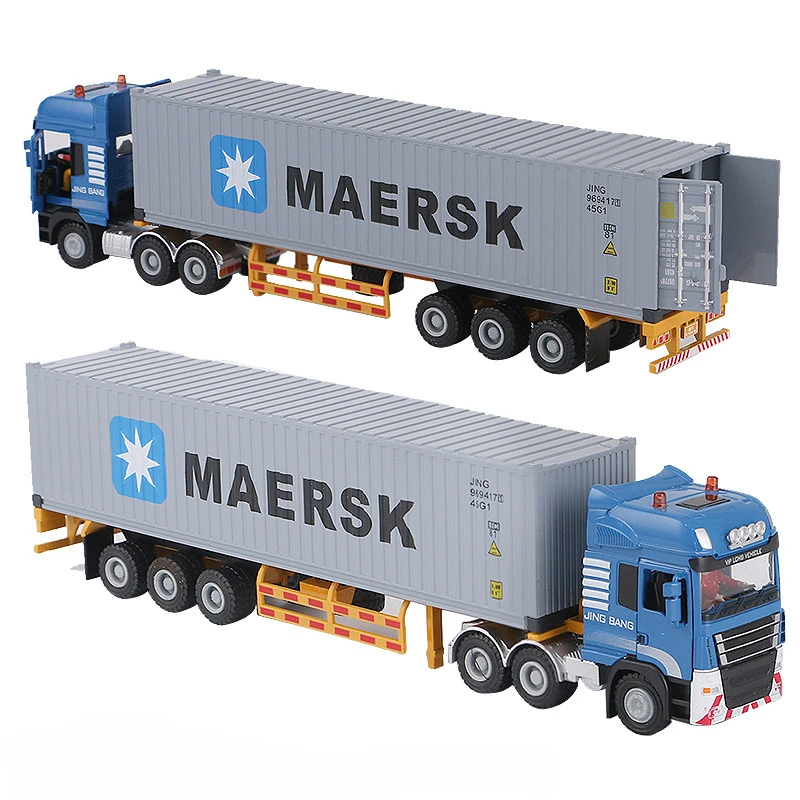 Alloy Container Truck Large Truck Express Transport Vehicle Large Engineering Vehicle1:50 Collection Model