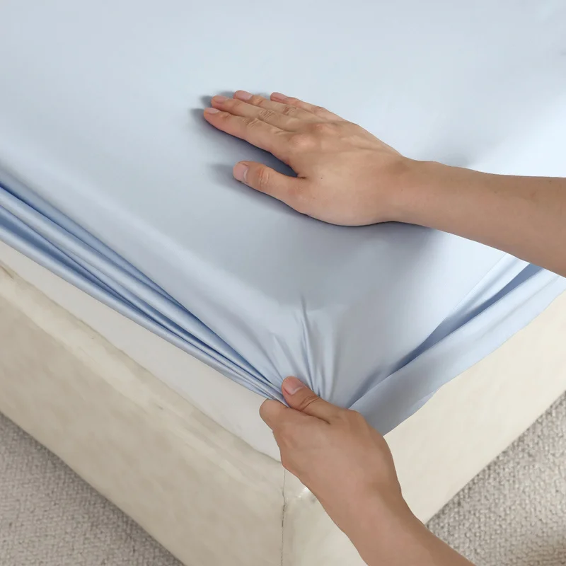 Natural 100% Mulberry Silk Fitted Sheet Luxury Mattress Cover Single Double King Queen Size High End Bed Cover Customized Size