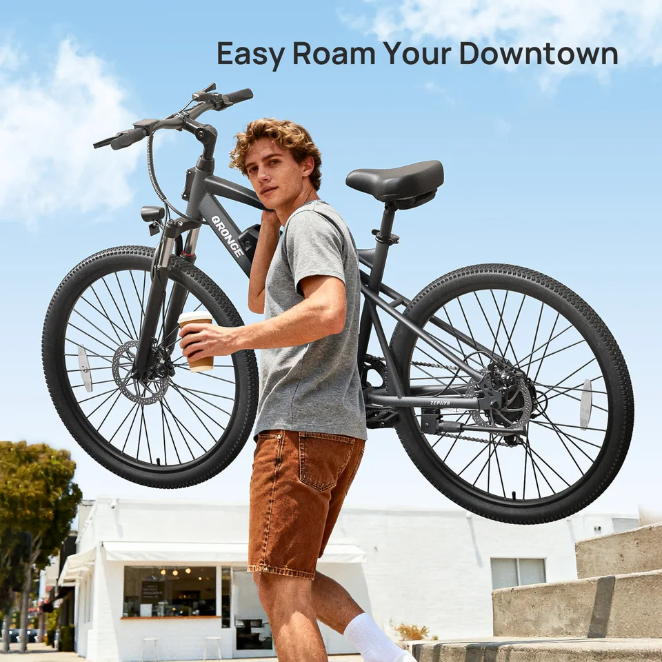 QRONGE Zephyr Electric Bike for Adults 1000W Peak Motor 486Wh Battery Mountain Electric Bicycle 26'' Tire Full Suspension E-bike image 9