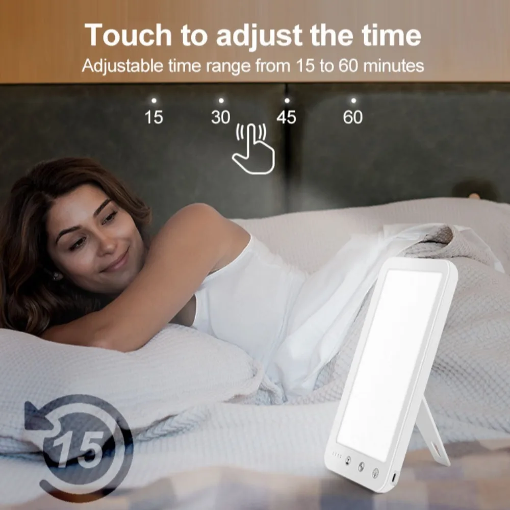 New 10000 Lux LED Daylight Lamp 5 Brightness Levels Simulating Natural Daylight SAD Lamp Touch Control Phototherapy Sad Light