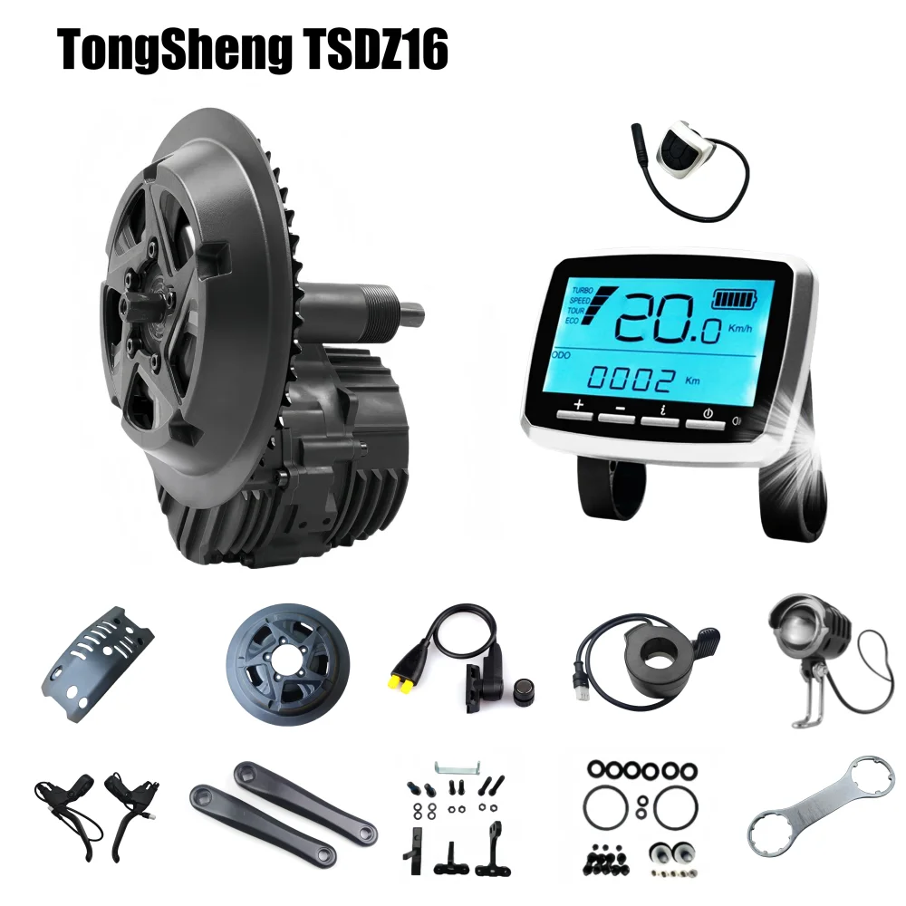 TONGSHENG TSDZ16 48V 1000W Electric Bike Mid Drive Motor Conversion Kits with VLCD5 LCD Color Display for BB 68-73mm