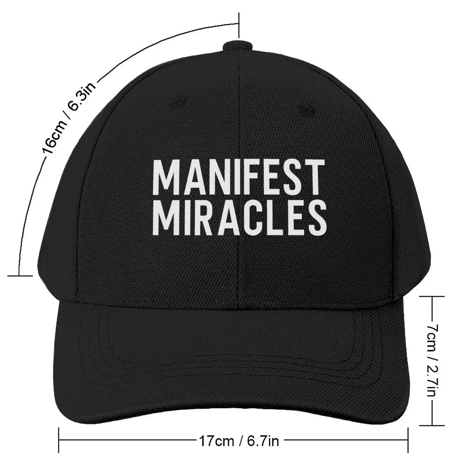 Manifest Miracles Simple Black and White Baseball Cap Bobble Hat Fishing cap Icon Women Beach Fashion Men's