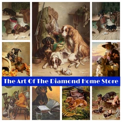 Three Dogs After the Hunt by Carl Reichert 5D DIY AB Diamond Painting Mosaic Cross Stitch Handmade Craft Embroidery Home Decor