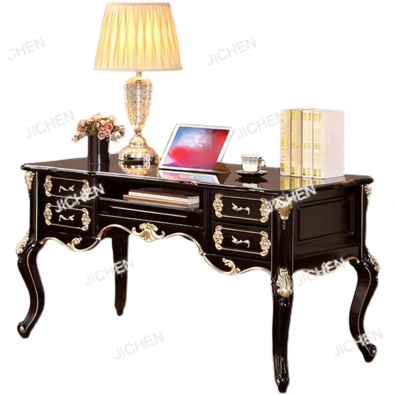 

Европейский письменный стол из красного сандалового дерева, простой письменный стол из цельного дерева для спальни, небольшая квартира, кабинет, компьютерный стол, учебный стол