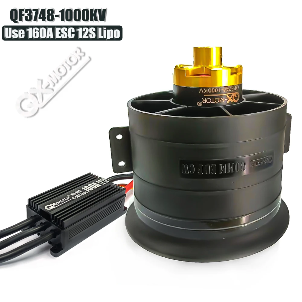QX-MOTOR QF3748 QF3538 12Blades Fan 80mm EDF CW CCW 6S/12S with 1000KV 2000KV Brushless Motor use ESC For RC Drone Toy Parts