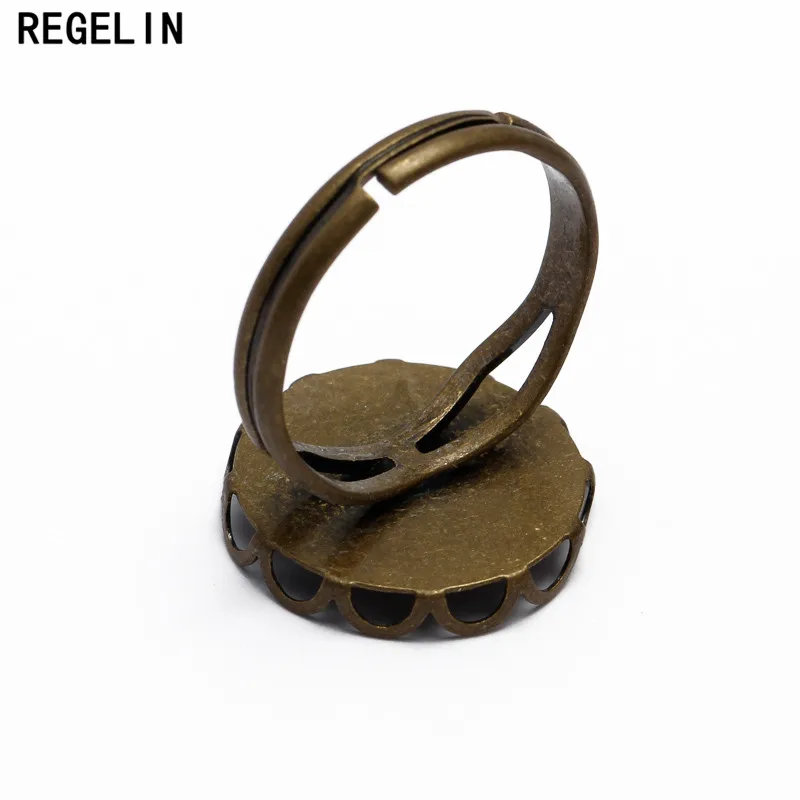 REGELIN 10 sztuk wewnętrzna 10/12/14/16/18/20mm Antique Bronze Ring oprawa puste biżuteria znalezienie koronki taca na szkło Cabochon DIY — zdjęcie 5