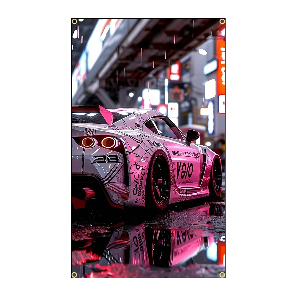 Cool JDM Car Flags Polyester Printed Racing Car Banner For Decor