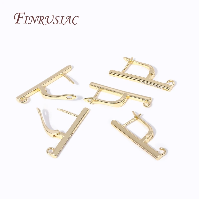 Handmade Earrings Making Supplies 18K Gold Plated Inlaid Zircon Earwires Fastener Earring Hooks Clasps For DIY Earring Accessory