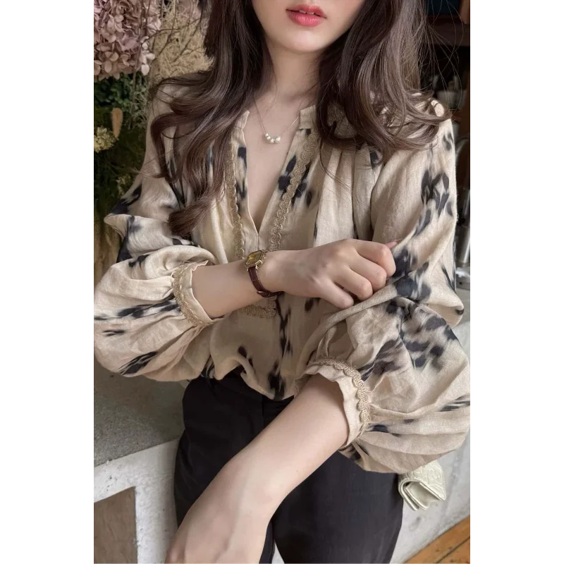 

Autumn New New Chinese Style Commuting Lace Long Sleeve Loose Shirt Slim Tops