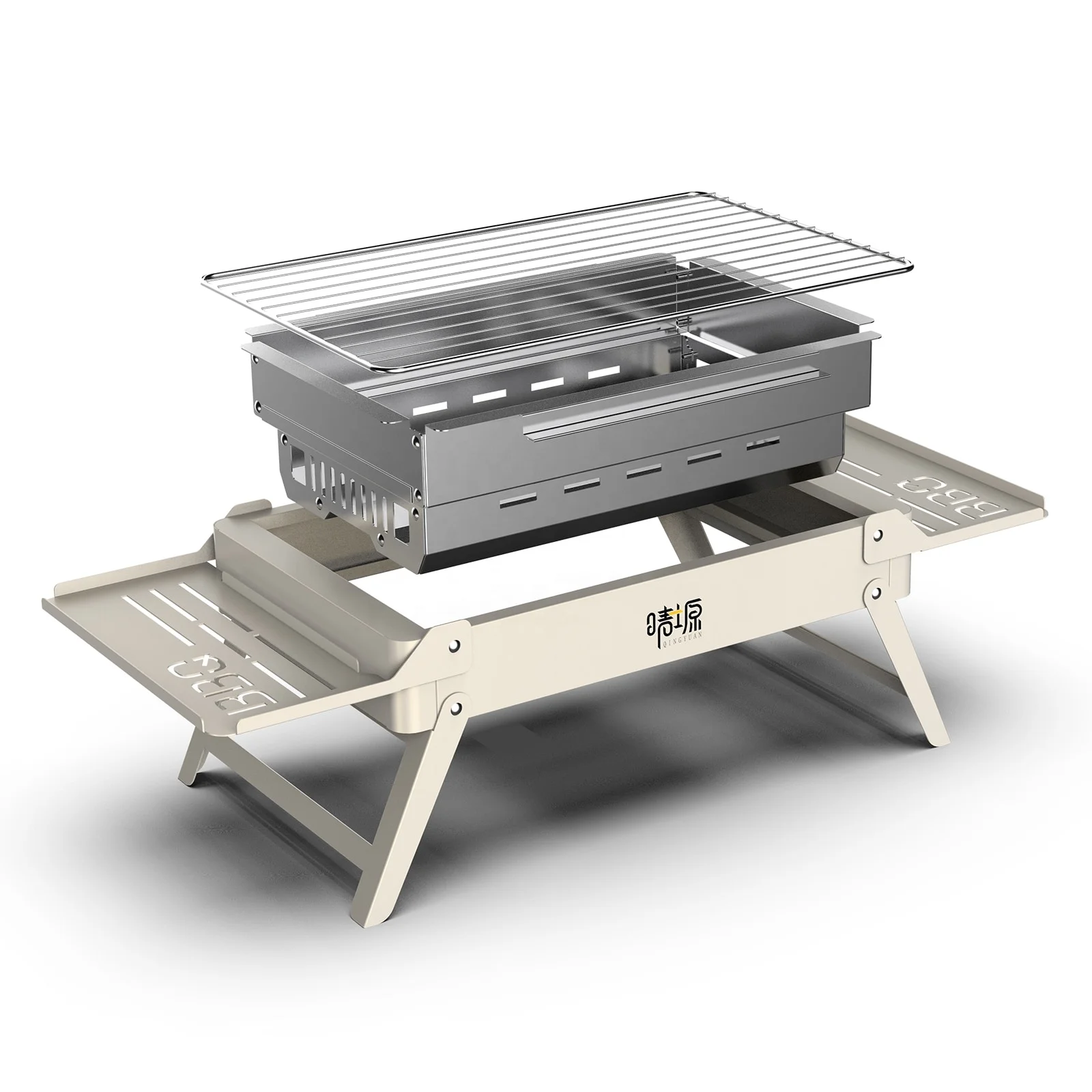 Hot-selling portable stainless steel outdoor charcoal grill with flame safety device for easy cleaning and assembly