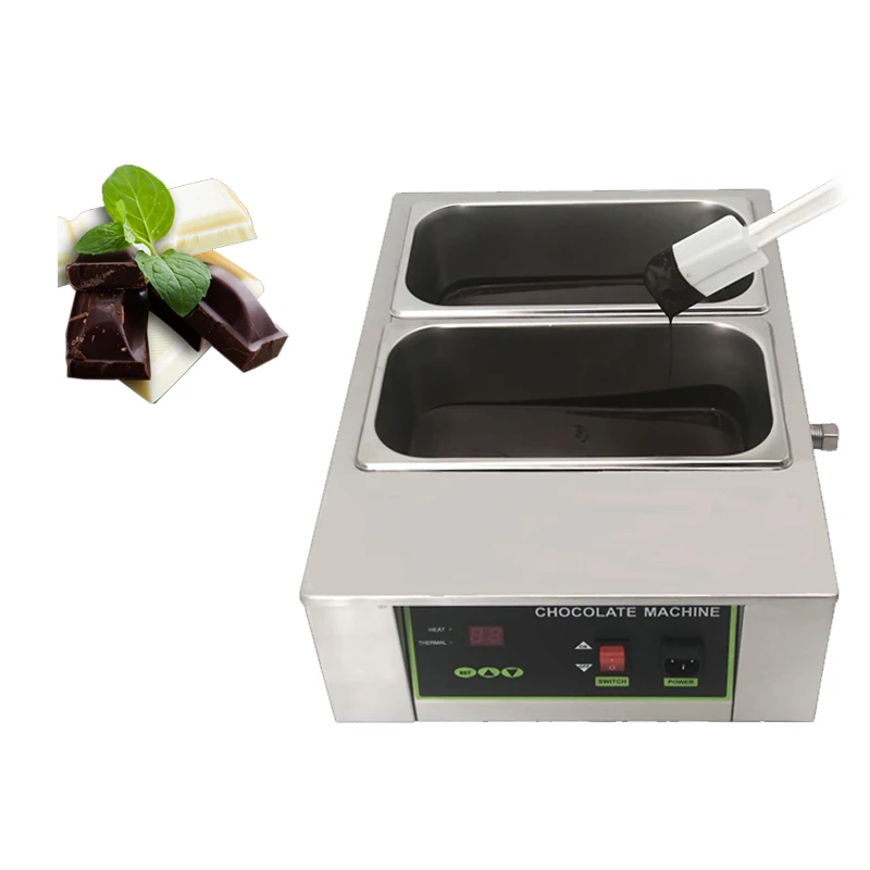 110V/220V Chocolate Melting Machine Commercial Double Pot Chocolate Warmer Melter Electric Heating Insulation Furnace