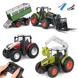 1: 24 RC Farm Tractor Trailer with LED 2.4G Remote Control Simulated agricultural truck machine vehicle Model Toys for Boys