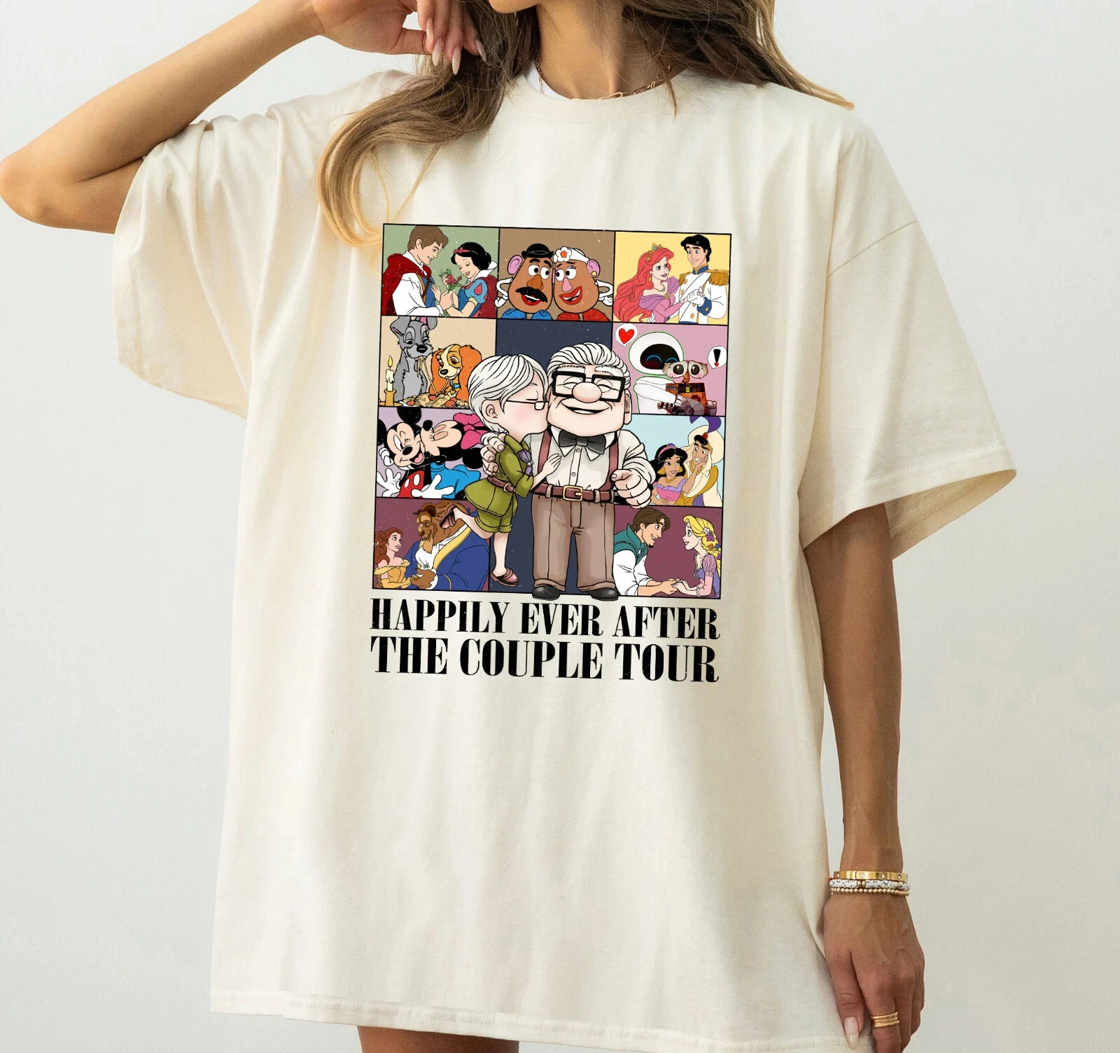 2025 Plus Size Women's Summer Cotton Short-Sleeved T-shirt Disney Anime Licensed Pattern Print Stylish Attire