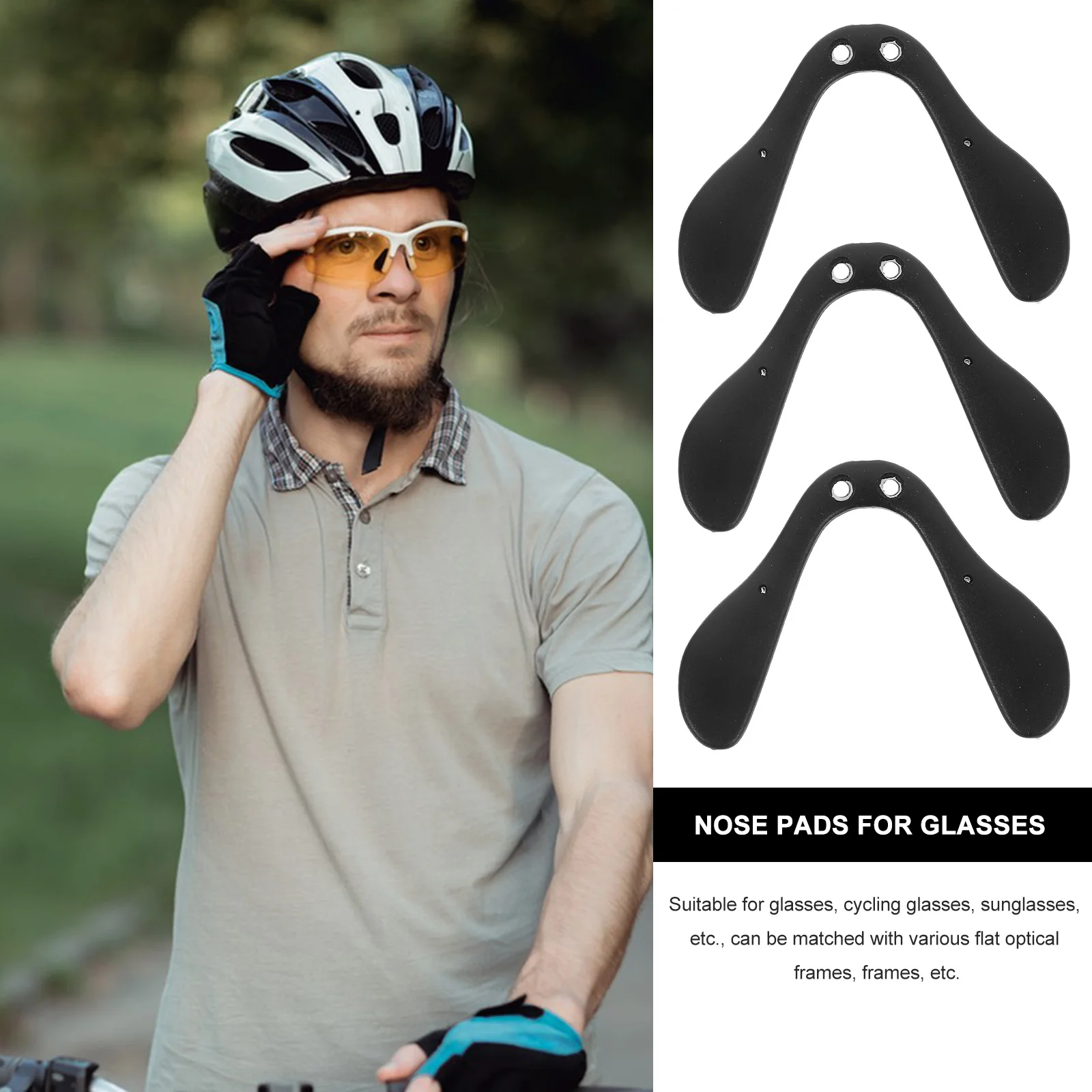 

3pcs Cycling Glasses Nose Pad for Outdoor Sports Eyewear Adjustable Black Nosepads Universal Anti Slip Suitable