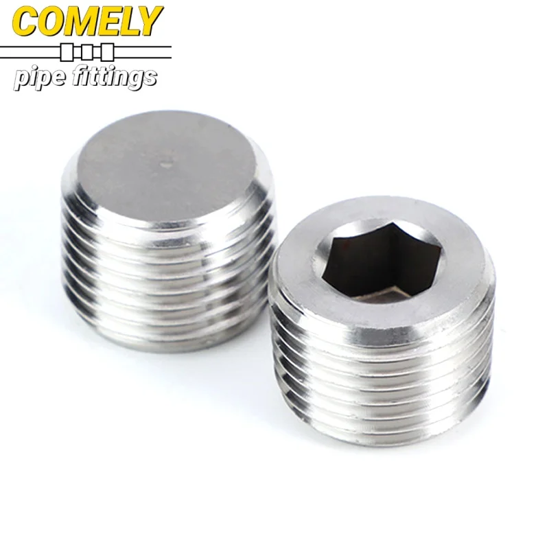 BSPT / BSPP / NPT Male Thread 304 Stainless Steel Hex Socket End Cap Inner Hexagon Plug Oil Water Pipe Fitting