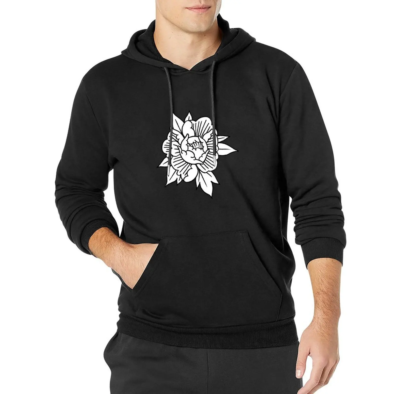 Peony traditional tattoo Pullover Hoodie men clothing hoodie men