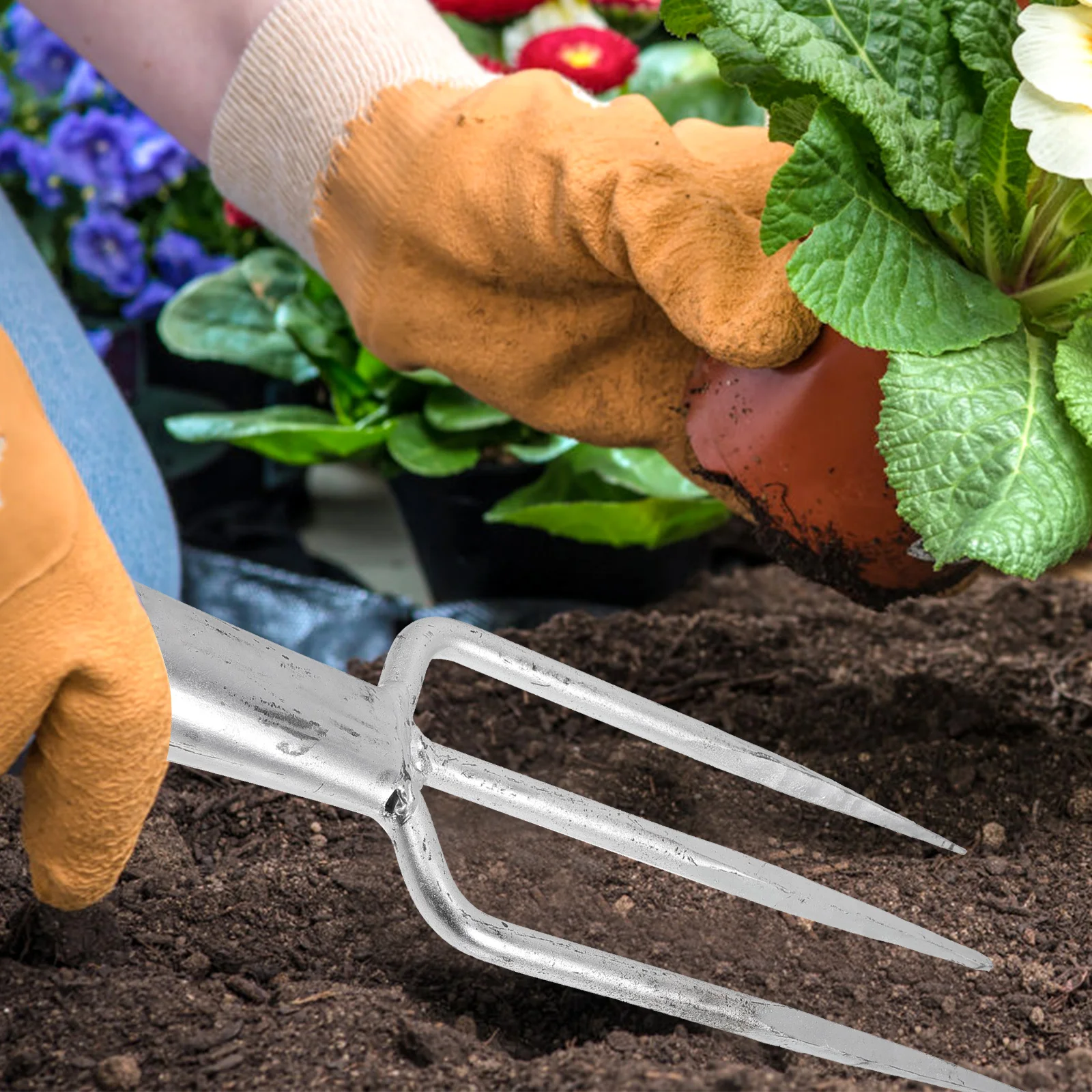 

Iron Fork 3 Teeth Heavy Duty Garden Tool Cultivator Hand Weeder Manure Fishing Equipment Long-lasting Portable