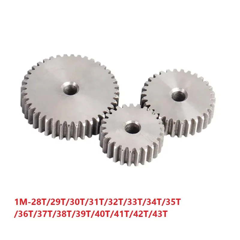 ترس أسطواني 1M-28T/29T/30T~35T/36T/37T/38T/39T/40T/41T/42T/43T 45 #   عجلة تروس من مادة الصلب الكربوني لأجزاء النقل