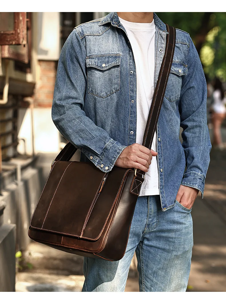 Vintage Leather Messenger Bag for 13
