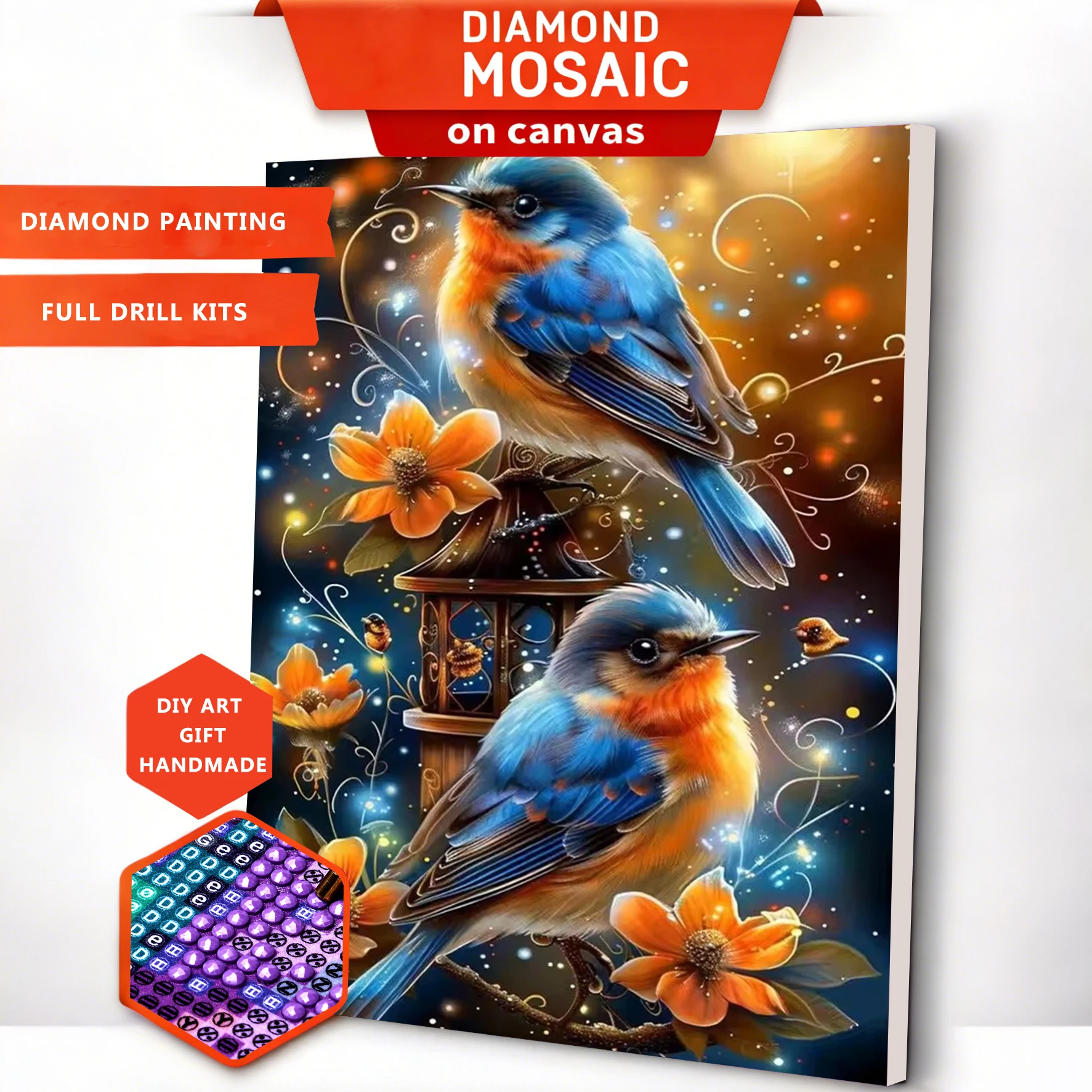 AZQSD Diamant-Mosaik Vogel Tier Gemälde Neue Fantasie Blume Handgemachte Strasssteine 5D DIY Diamantkunst Handwerk Heimdekoration