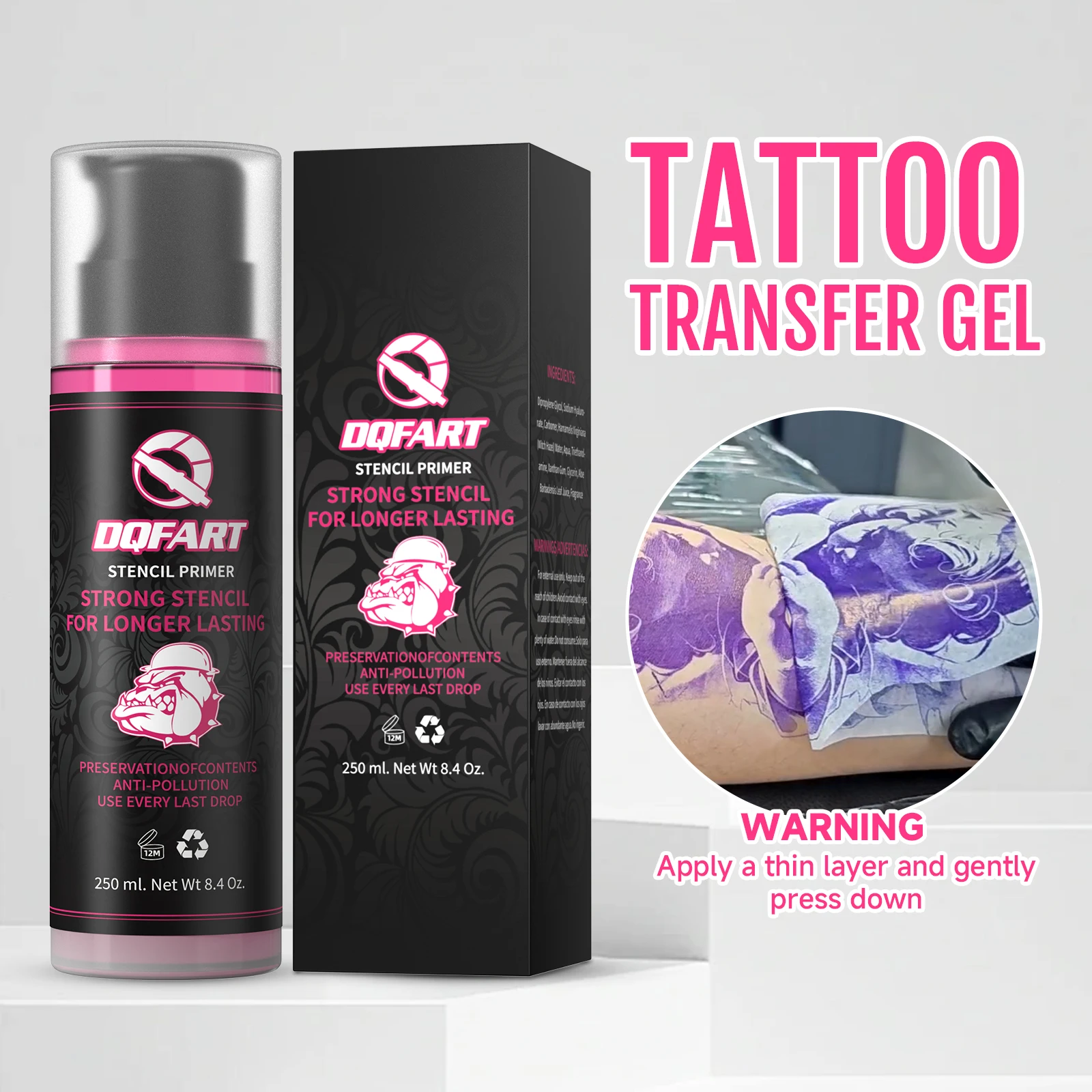 

DQFART 250ml High Quality Pink Tattoo Transfer Gel Professional Tattoo Stencil Gel Tattoo Supplies Accessories