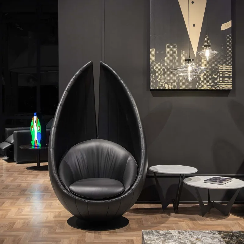 Light luxury simple creative hotel lobby reception fiberglass rotating back chair