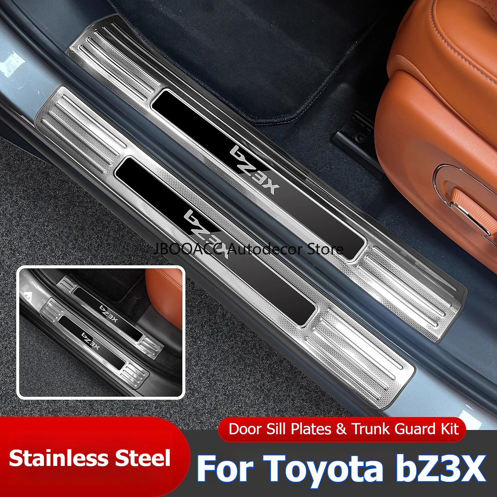 For Toyota BZ3X Car Door Sill Protector Stainless Steel Sticker Threshold Pedal Strip Door Sill Bar Welcome Pedal Interior Decor