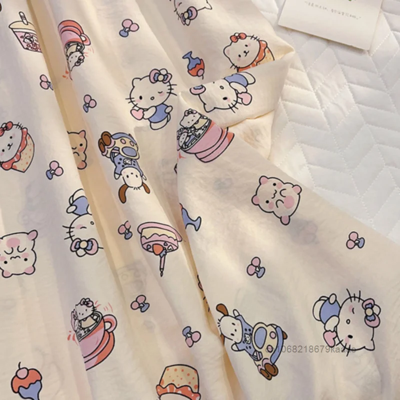 Sanrio Hello Kitty Cute Cartoon Printed Sleepwear Female Summer New Sweet Slip Dress Korean Style Y2k Girl Fashion Home Clothes