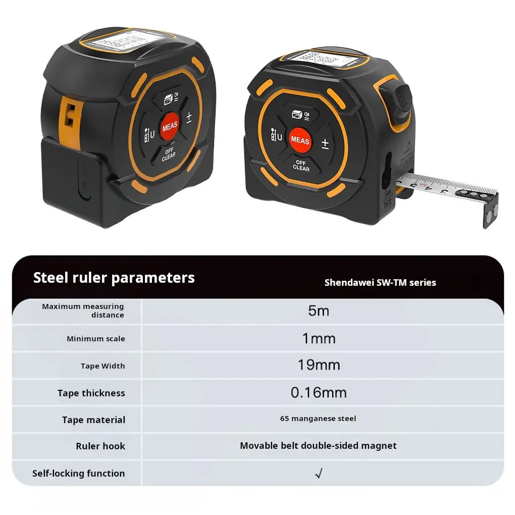 Red Dual Mode Ranging Electronic Steel Tape Measure Magnificent Single/continuous