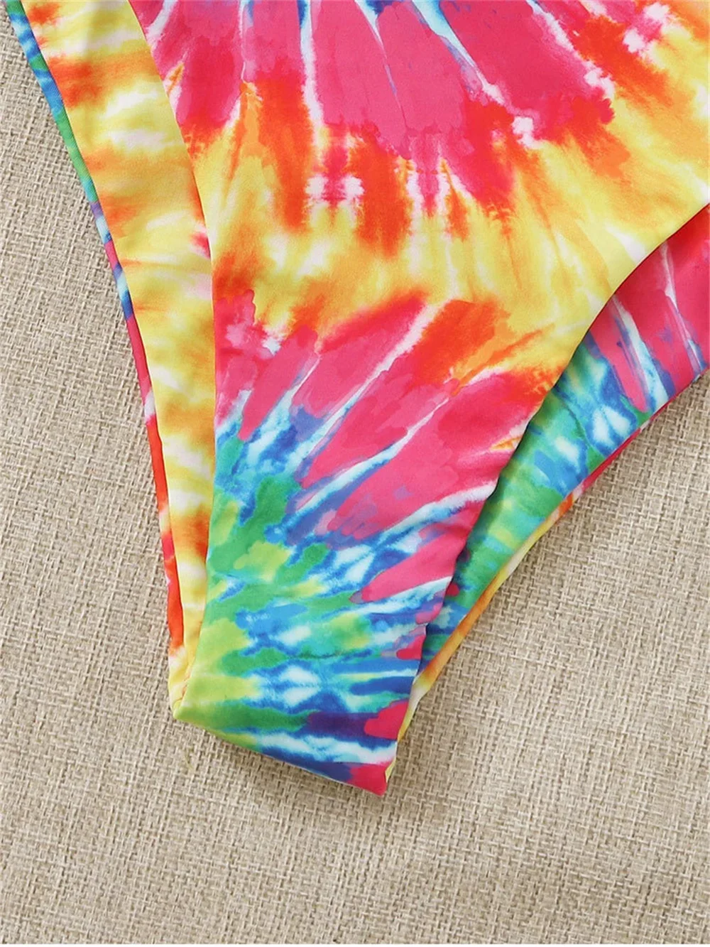 Costume da bagno sexy a fascia bikini a vita alta con stampa y2K multicolore Costumi da bagno per le vacanze Costume da bagno brasiliano da spiaggia per donna biquini