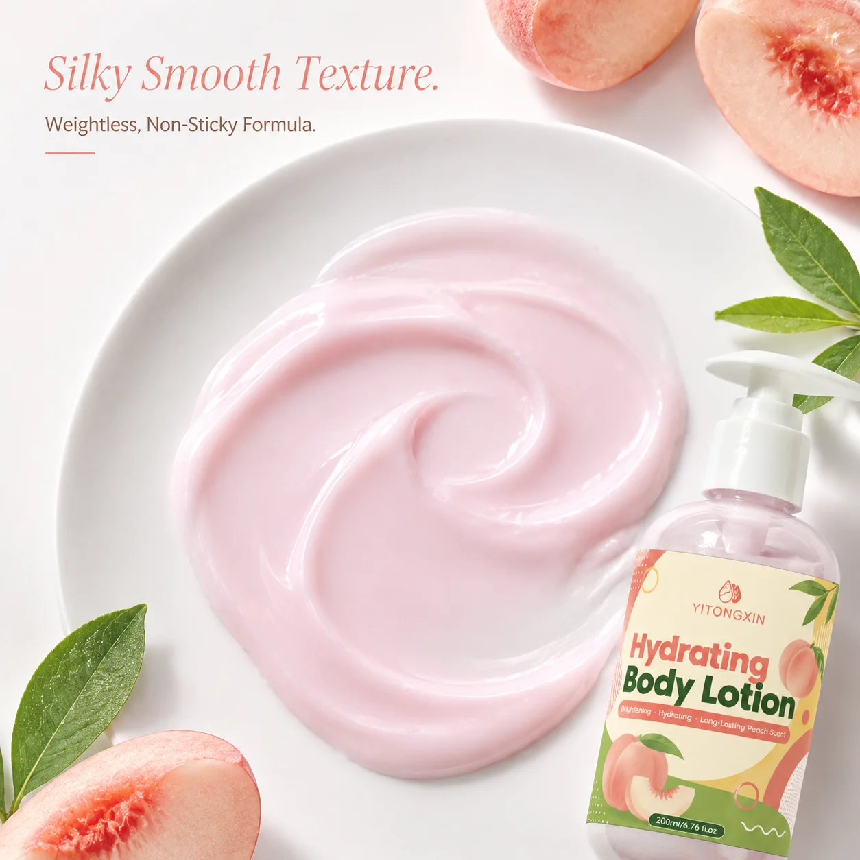 Peach Body Lotion with Niacinamide & Peach Extract, Hydrating Brightening for Even Skin Tone, Lasting Peach Scent 200ml