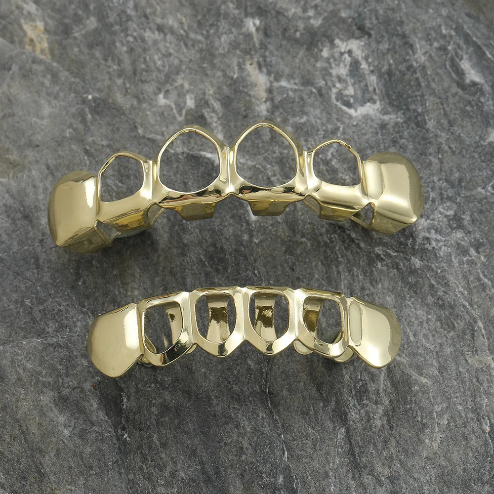 Klassische 4-Hohlzahn-Grillz 6/6 Set Hip-Hop Gold Silber Siebenfarbige Zahnkappen Unisex-Schmuck für Cosplay – Detail 14