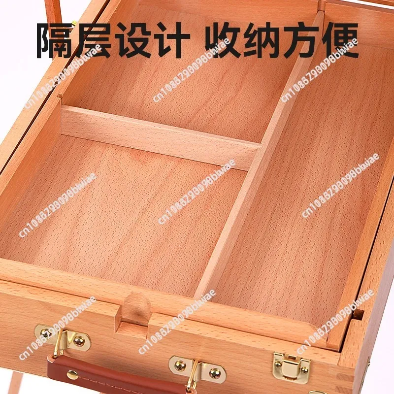New Folding Tripod Painting Easel French Style Electric Sketch Stand With Storage Drawer & Artist Wood Palette For Amateur view 4