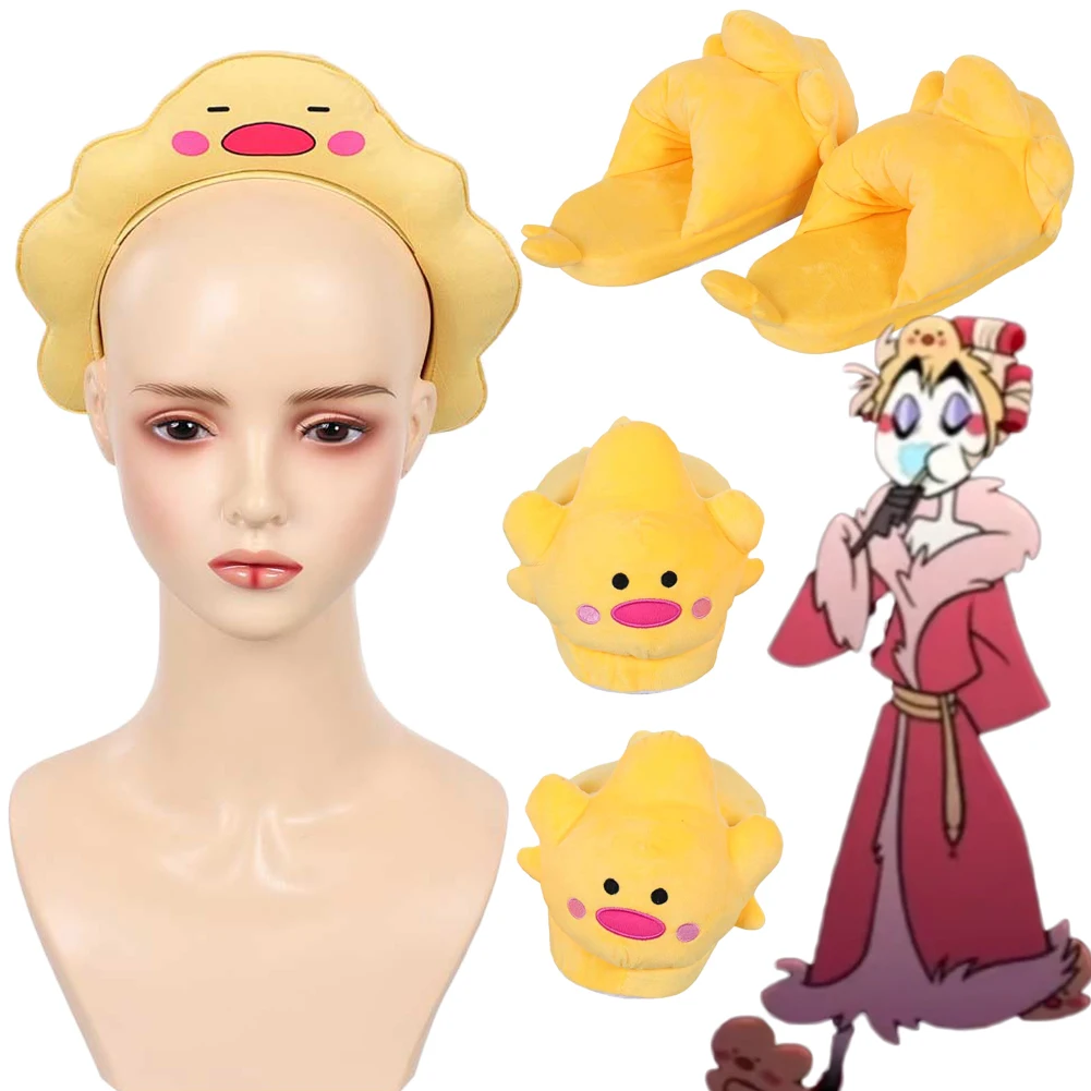  Hell Inn 2 لوسيفر كوسبلاي بطة صفراء عقال شباشب أحذية دافئة زي إكسسوارات ملابس هدايا حفلة كرنفال الهالوين