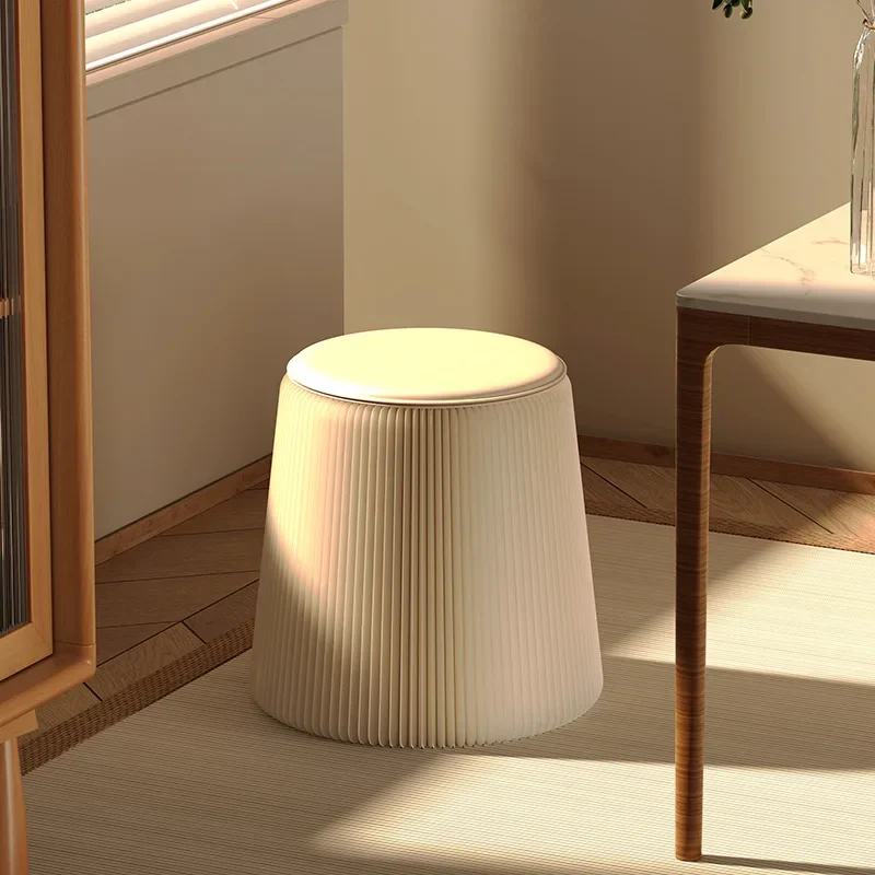 مقعد مستدير، أثاث إبداعي من الورق الصغير، مقعد تغيير الأحذية المنزلية، قابل للطي، سهل التخزين، مقعد منخفض للمشاهير على الإنترنت