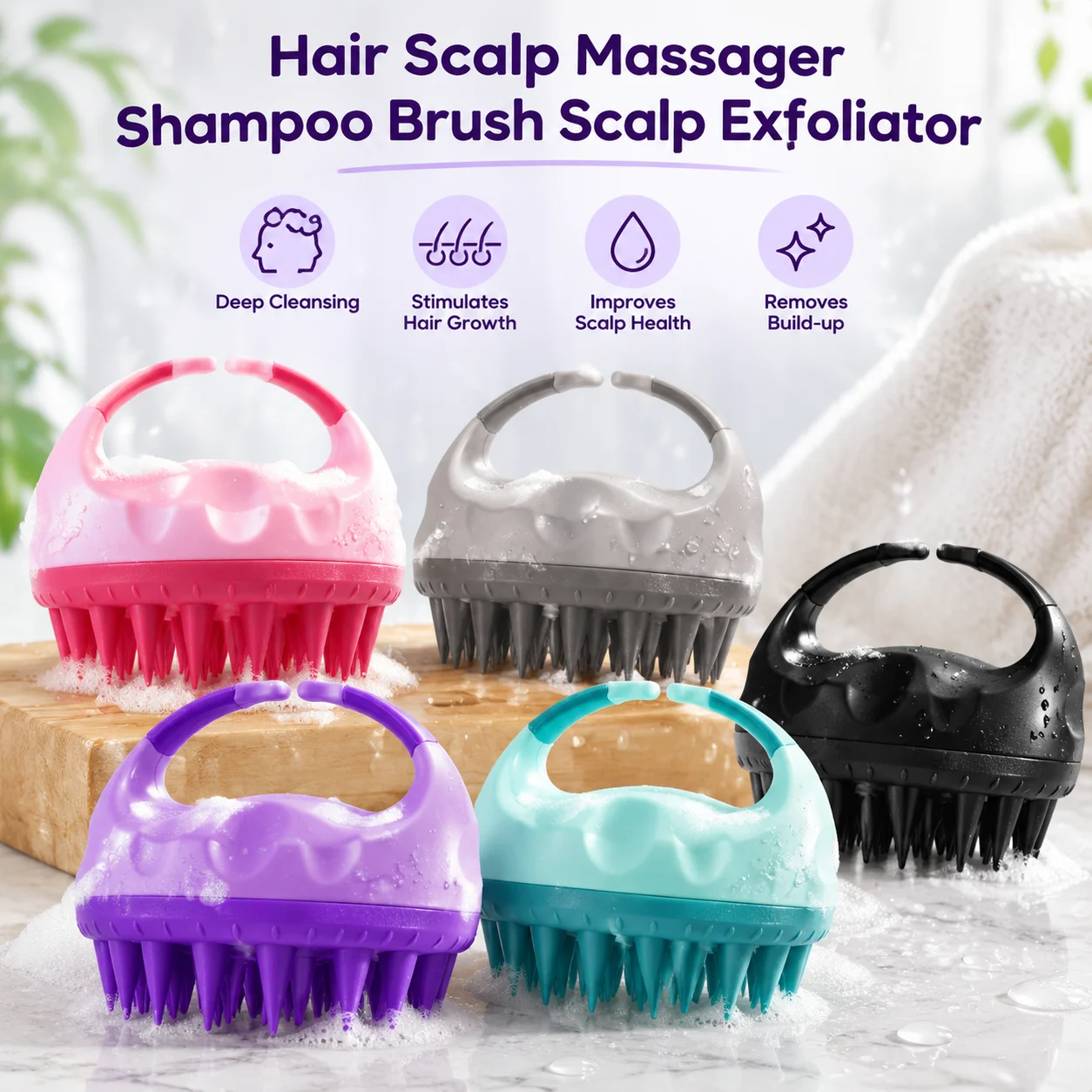 1pc Silicone Washing Scalp Massage Brush with Non-Slip Design SPA Massage Brush Beauty Salon Hair Tool for Dandruff Removal