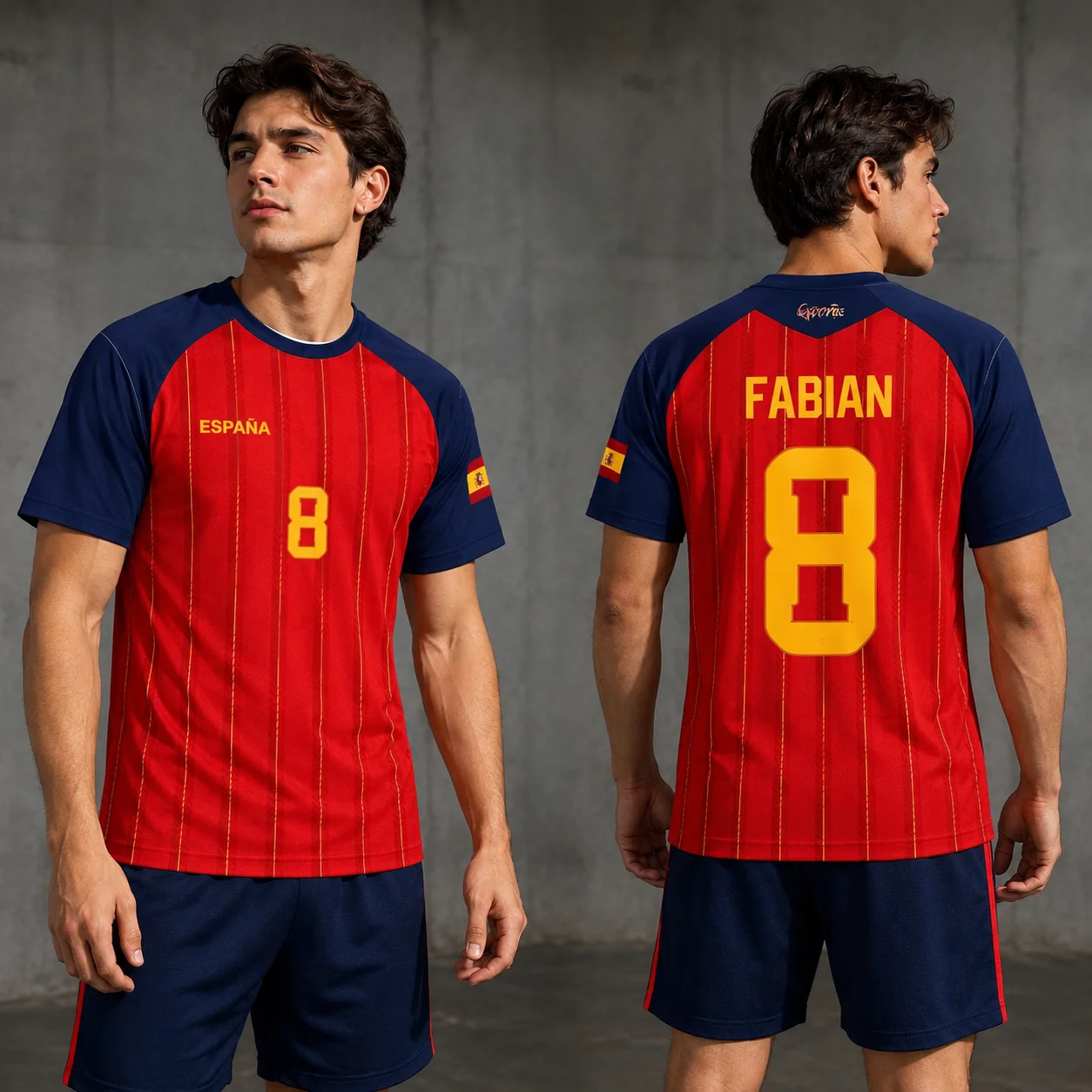 2026 Fan Style Spain National Team Football Jersey Yamal #19 Red Striped Espana Soccer Shirt Unisex Short Sleeve Sports Tee