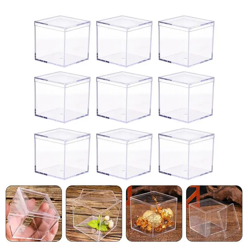 Candy Box Storage Clear Display Case For Collectibless Boxes Clear Lids Transparent Square Lid Acrylic Cube Fridge Plastic