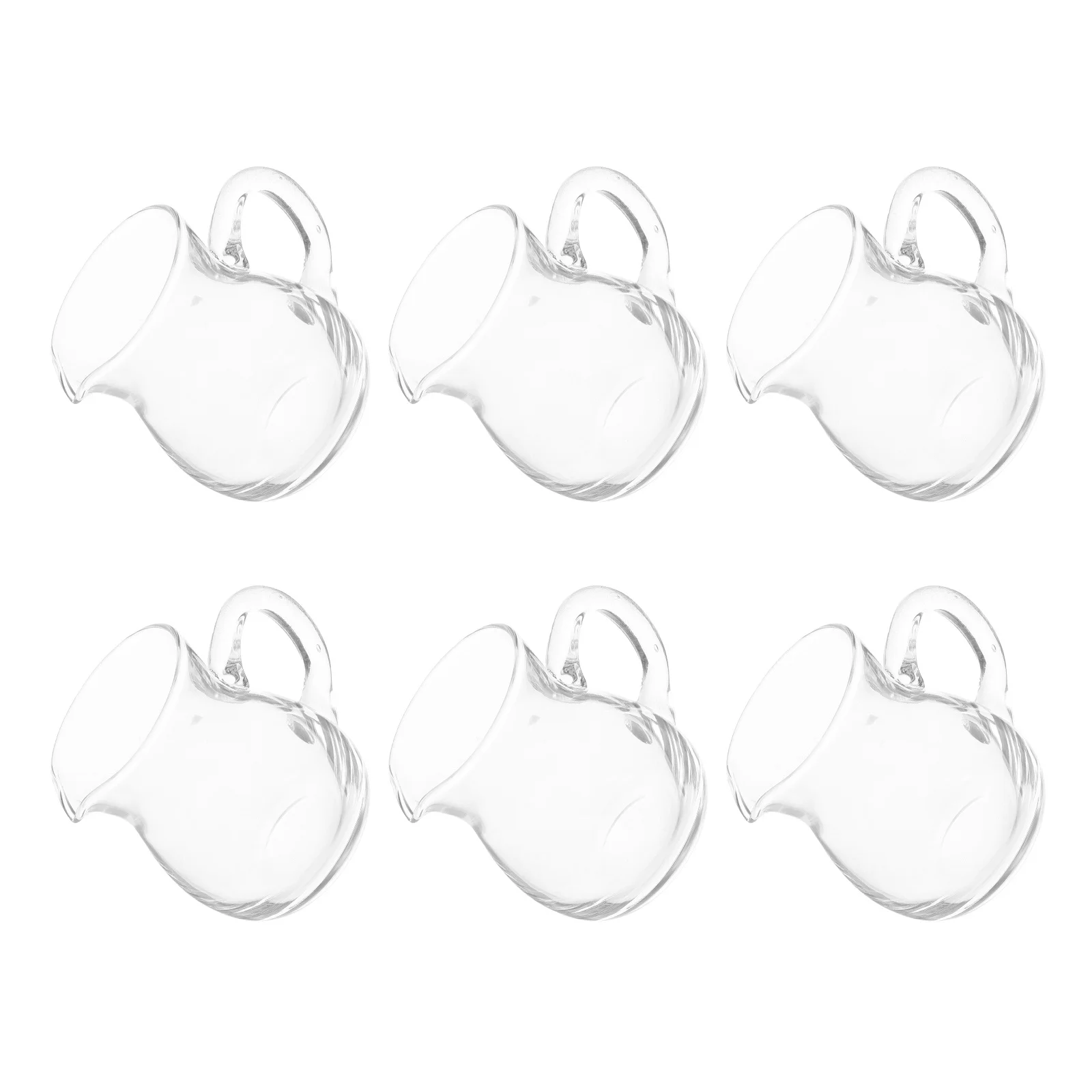 

6Pcs Glass Creamer Dispensers Mini Transparent Pitcher Set Milk Coffee Syrup Tea Pouring Jugs for Home Office Travel