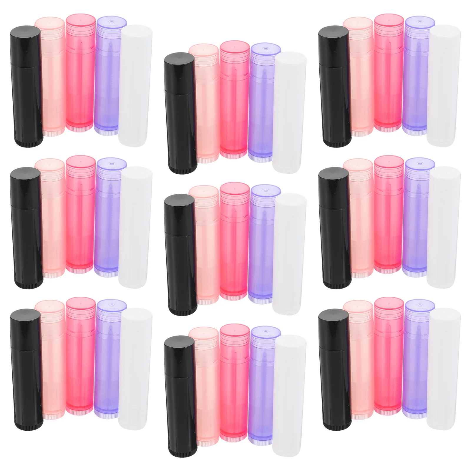 

50Pcs Plastic Empty Lipstick Tube Reusable Lip Balm Container DIY Cream Storage Tube Travel Size Portable Smooth Cap Reliable