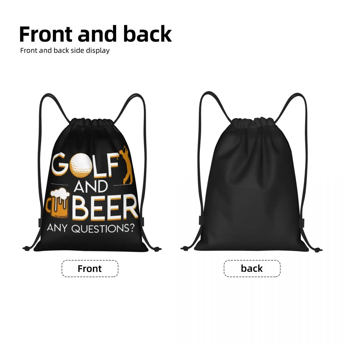 Custom Golf And Beer Drawstring Backpack Bags Men Women Lightweight Gym Sports Sackpack Sacks for Shopping