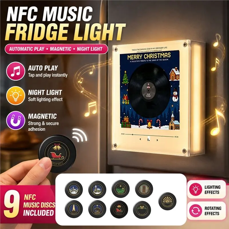 xmas-rotating-disc-night-light-automatic-singing-magnetic-fridge-magnet-rotary-induction-christmas-refrigerator-decoration