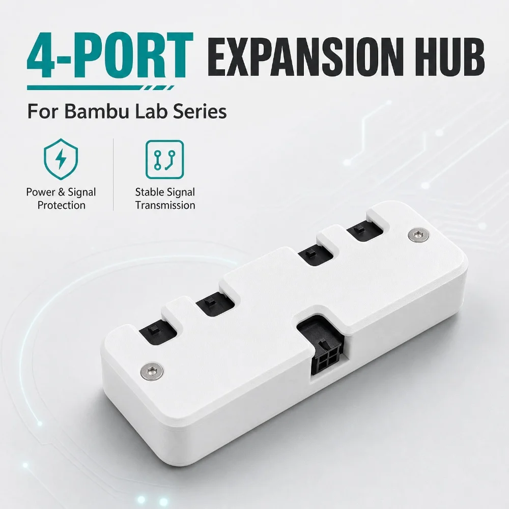 For Bambu Lab H2/X2/P2/A2/X1/P1/A1 series 4-Port Expansion Hub with Power Signal Protection for All Bambu Lab 3D Printer Parts·