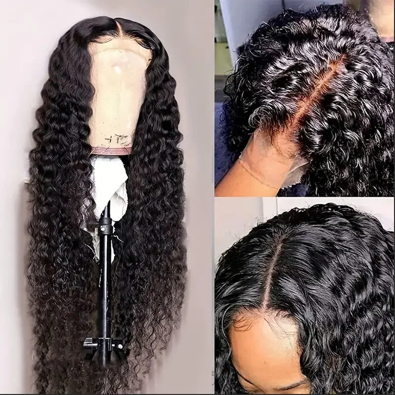 Pelucas delanteras de encaje de onda profunda cabello humano 200 densidad 13x4 peluca de cabello humano onda profunda nudos blanqueados prearrancados pelucas delanteras de encaje para Wo